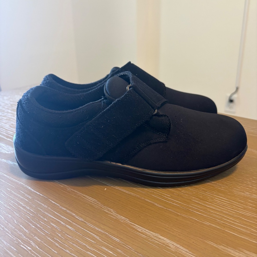 Orthofeet Wichita Black Stretch Casual Shoes Womens 8‎ X-Wide 2E 825 Hook Loop